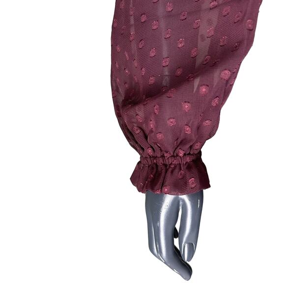 LAUNDRY by Shelli Segal Wine Tasting Square Neck Smocked Blouse Swiss Dot XS NWT - Picture 6 of 12